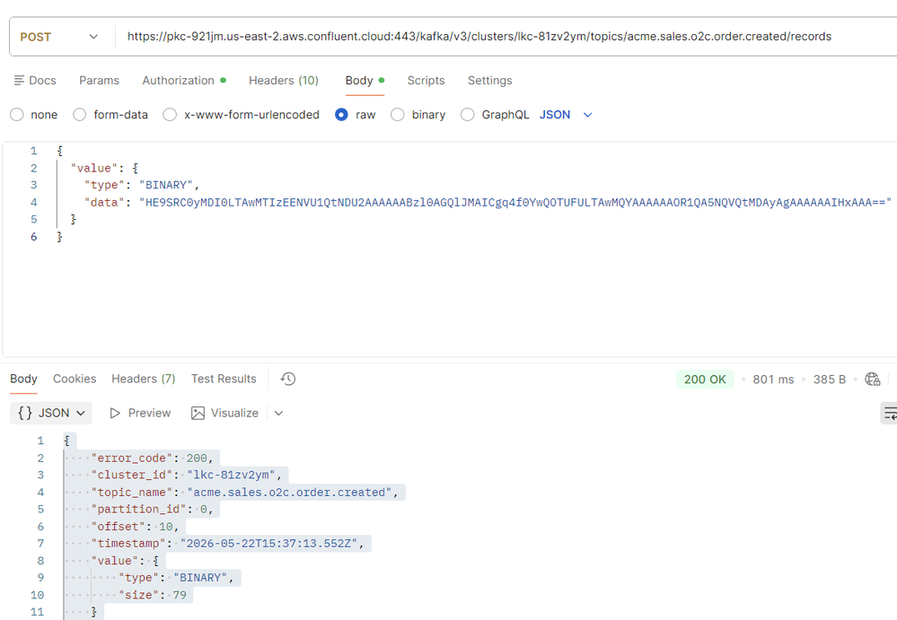 CPI externalized parameter configuration showing the avro parameter name with the full AVRO schema JSON as its value